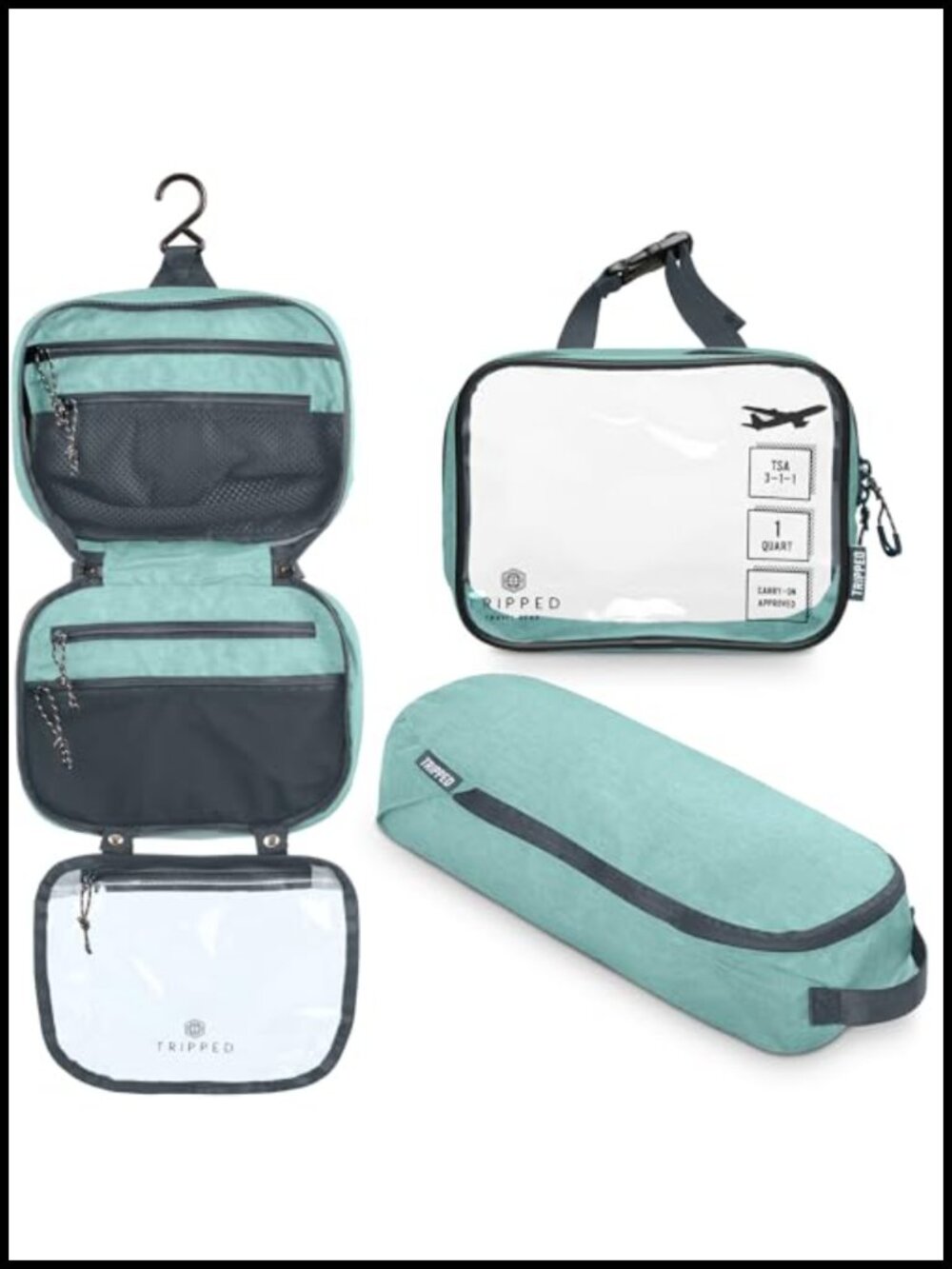 3-Piece Travel Toiletry Bag Set Hanging TSA 311 Liquids Bag Nylon